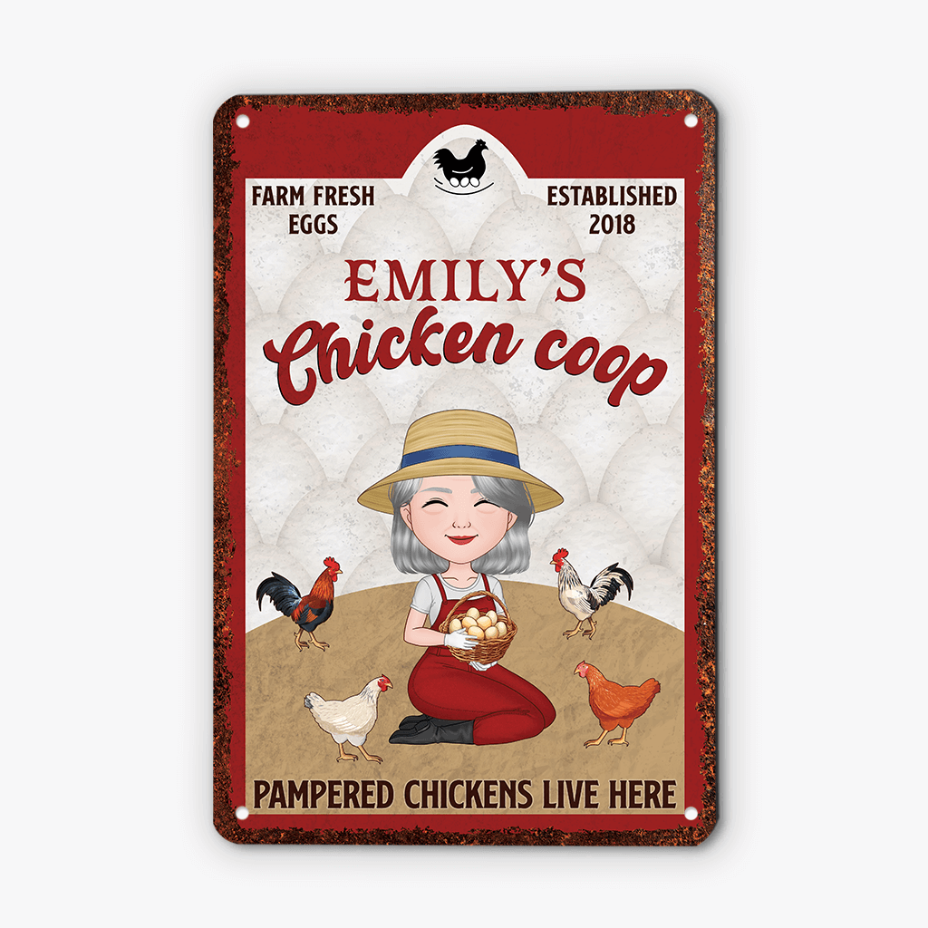 Personalised Pampered Chickens Live Here Metal Sign