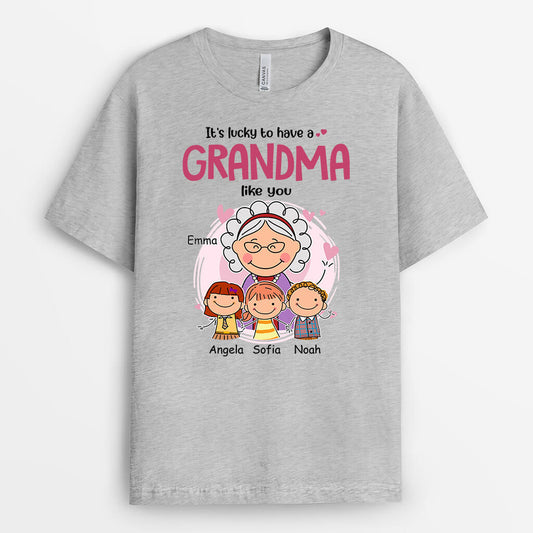 2001AUK1 personalised its lucky to have a grandfather like you t shirt