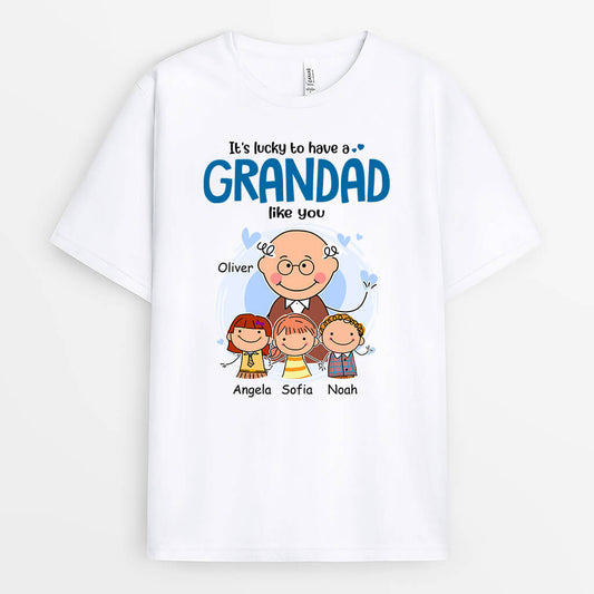 2001AUK1 personalised its lucky to have a grandfather like you t shirt_2