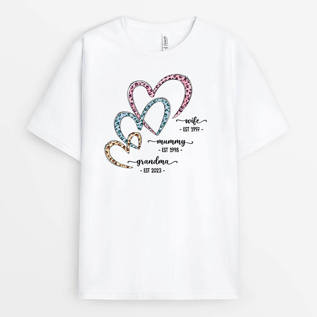 2128AUK1 personalised best wife mummy grandma with heart t shirt