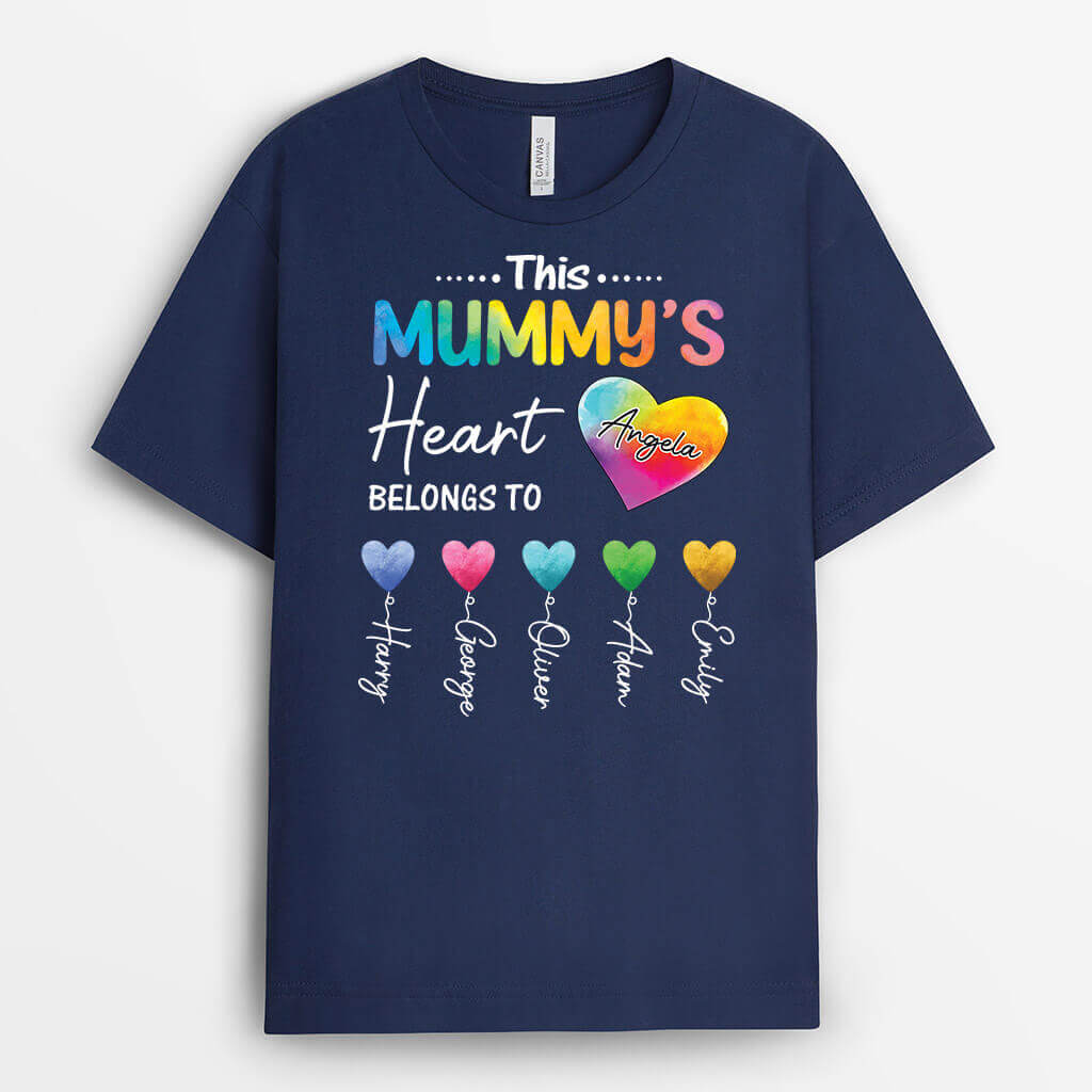 Personalised This Grandma/Mummy's Heart Belongs To T-Shirt