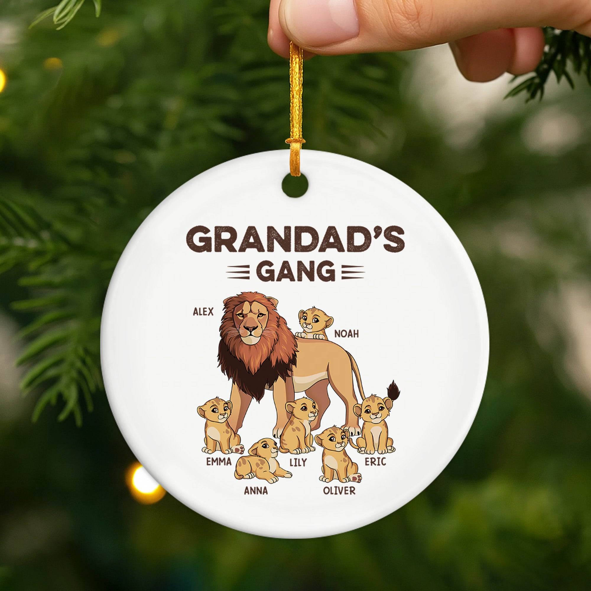 2137OUK2 personalized gifts for grandpa ceramic lion christmas ornament_ 2137O6L8B