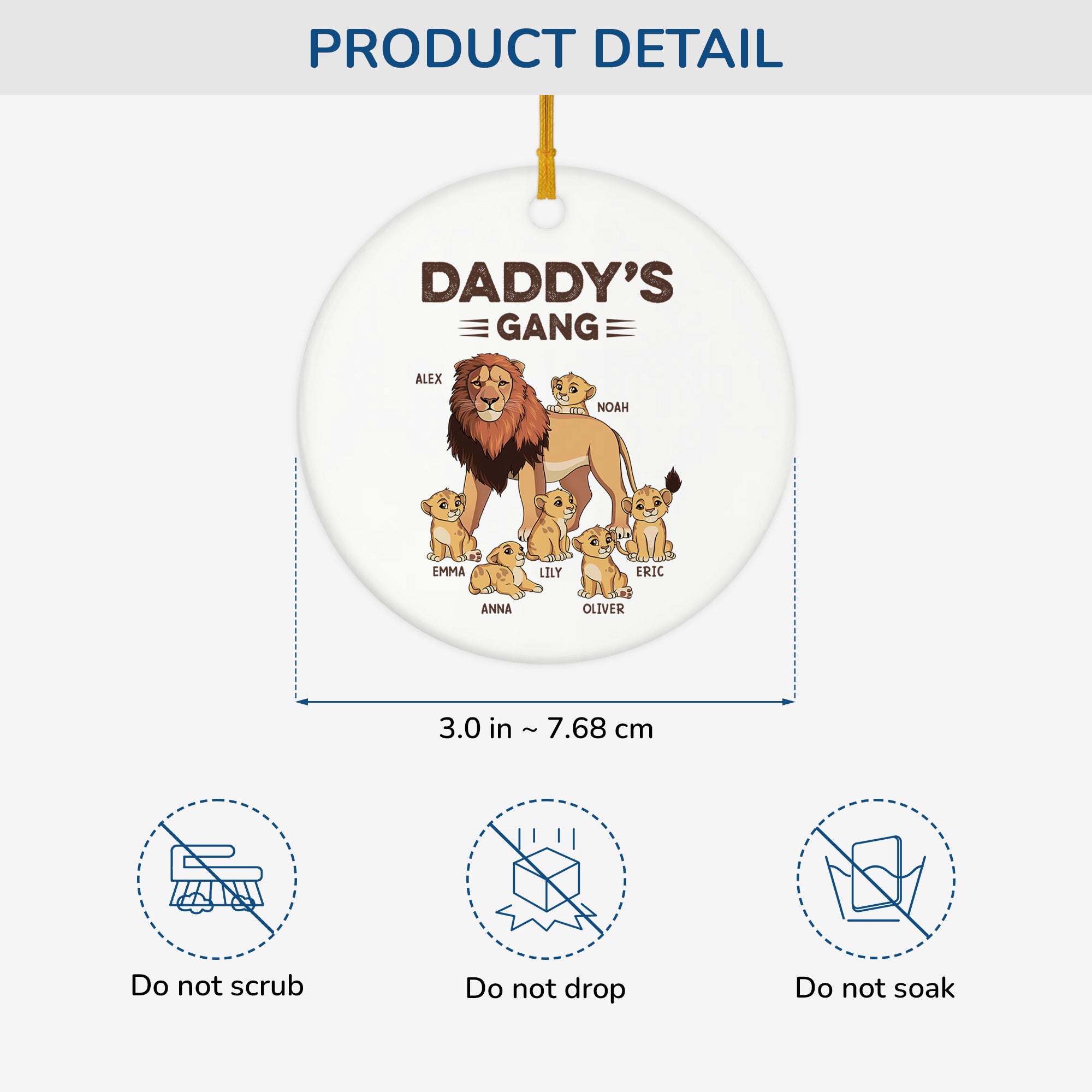 2137OUS3 personalized gifts for grandpa ceramic lion christmas ornament_ 2137O6L8B