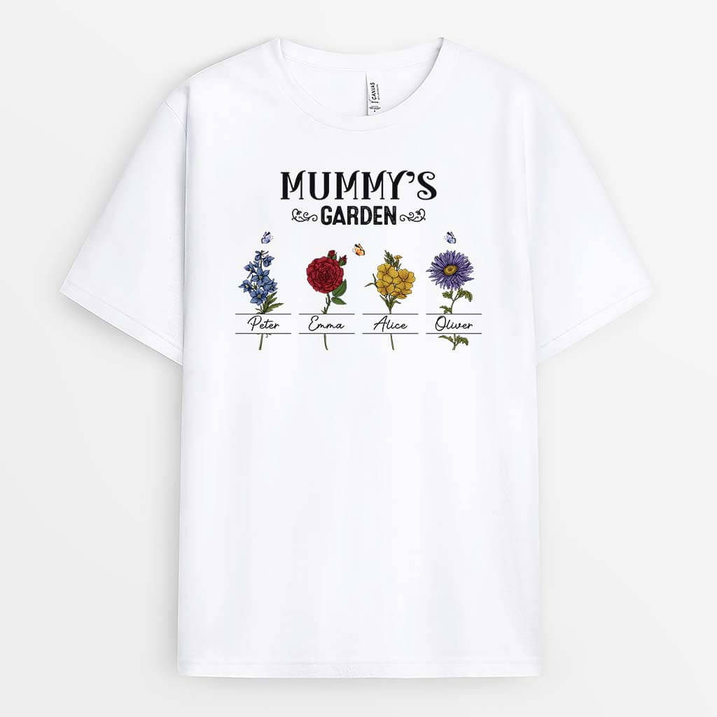 2142AUK2 personalised my best grandmas flower garden t shirt