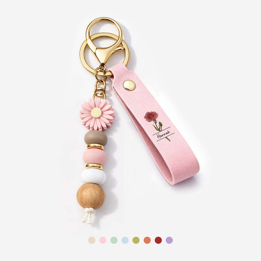 2142MUK1 personalised beaded daisy flower keychain with name for mumgrandma 2142mjcl7a_1