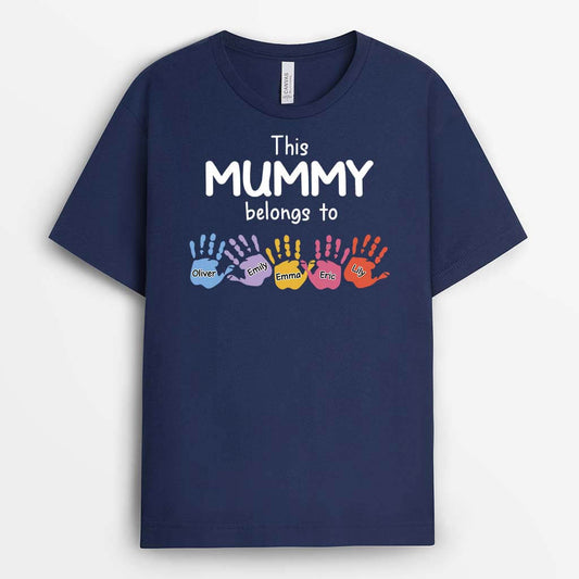 2169AUK2 personalised this mum belongs to t shirt