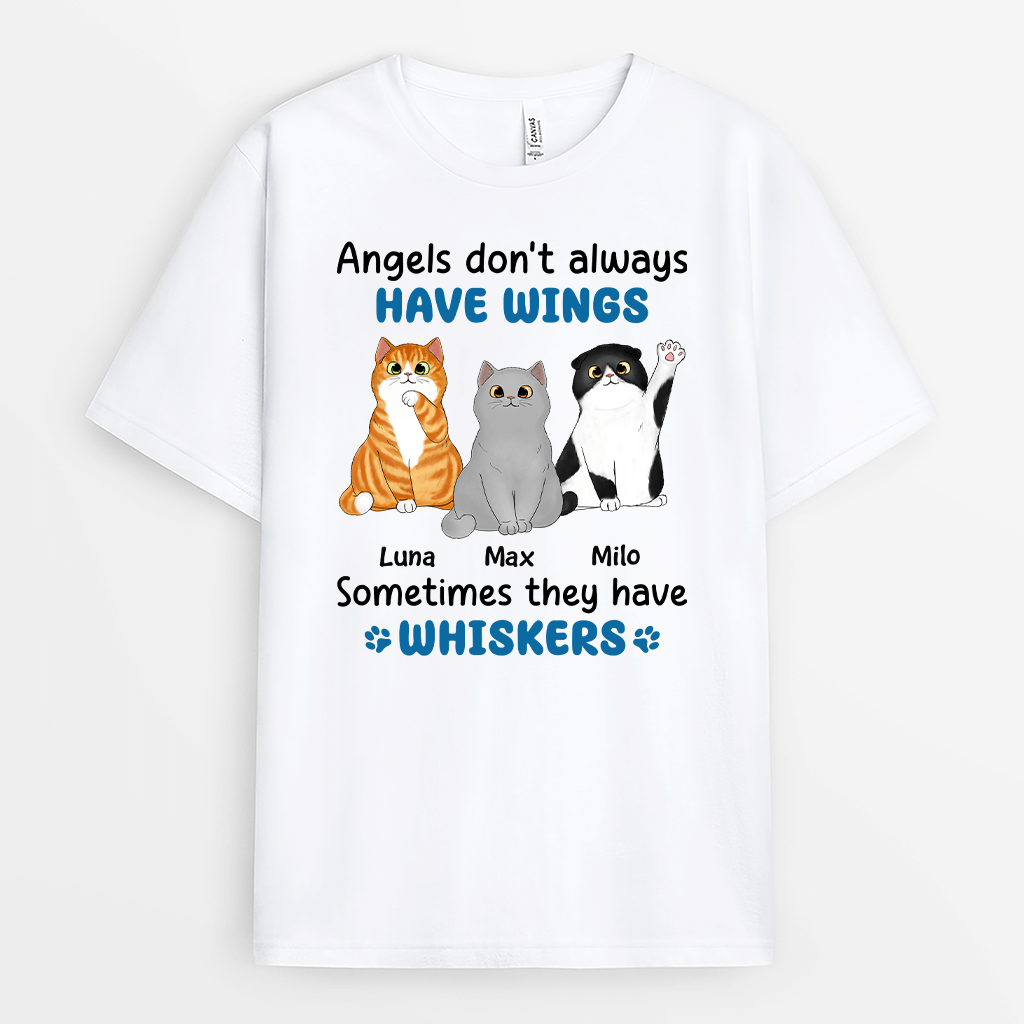 Personalised Angels Don't Always Have Wings With Cat T-Shirt