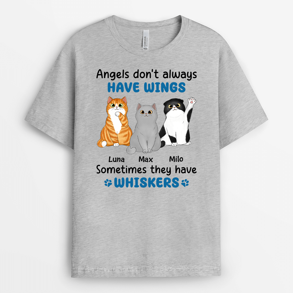 Personalised Angels Don't Always Have Wings With Cat T-Shirt