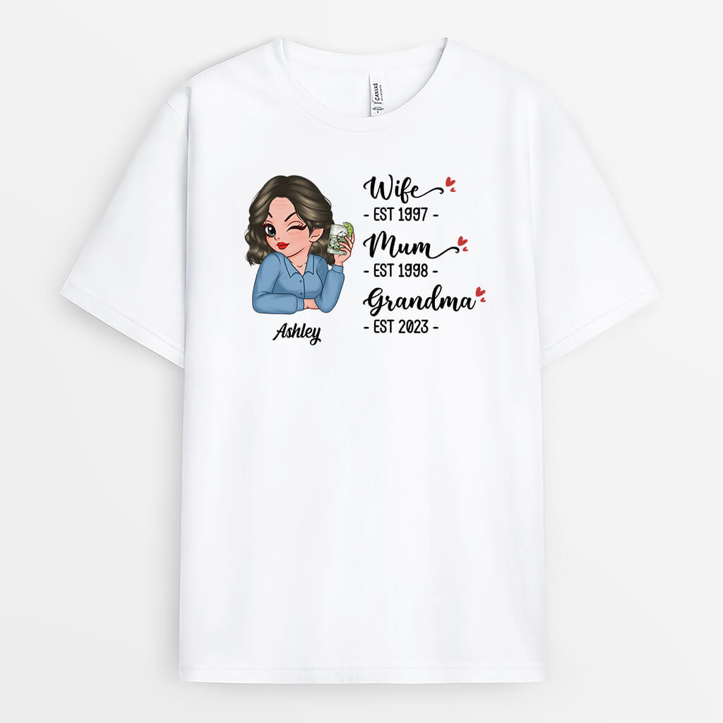 2226AUK1 personalised wife mummy grandma t shirt