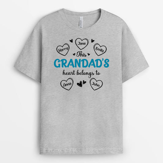 2232AUK1 personalised this best grandpas heart belongs to t shirt