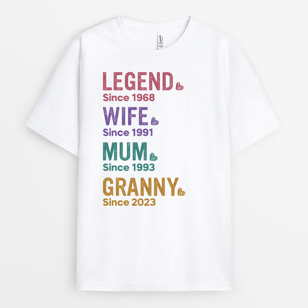 2250AUK1 personalised best legend wife mummy and grandma since t shirt_9494ca01 0053 4e1d b169 fdb8efc8efb5