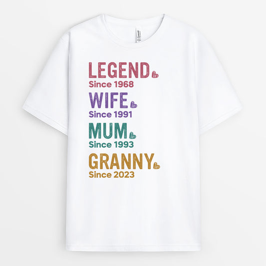 2250AUK1 personalised best legend wife mummy and grandma since t shirt_9494ca01 0053 4e1d b169 fdb8efc8efb5
