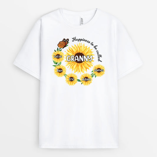 2251AUK1 personalised best happiness is being a grandma t shirt