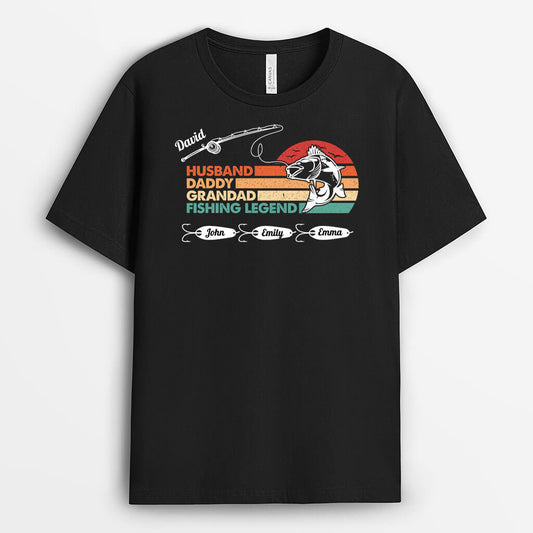 2309AUK1 personalised husband daddy grandpa fising legend t shirt