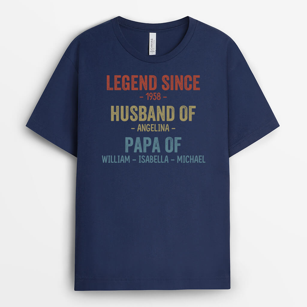 2327AUK2 personalised legend since husband dad grandad t shirt