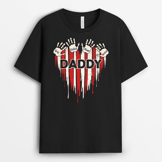 2330AUK2 personalised papa flag pattern heart with kids handprint t shirt_44d66fe7 6cbf 49f8 8f4f 9879d2128439