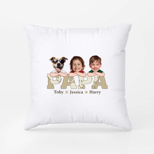 2333PUK1 personalised best papa with the world map pillow