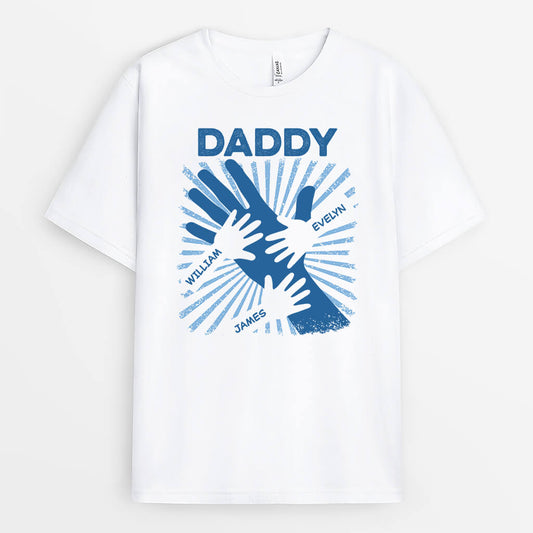 2382AUK1 personalised dad grandad kids hands t shirt
