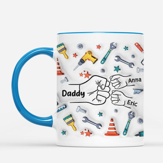 2409MUK2 personalised dad and kids fists bump repair tools mug