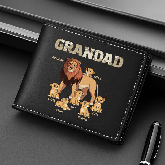 2430JUK2 custom gifts for grandads lion grandad leather wallet 2430J6L5B