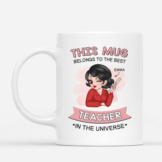 2478MUK1 personalised this belongs to the best teacher in the universe mug_e796f132 2cf9 45aa 8cd0 04588e9deadb