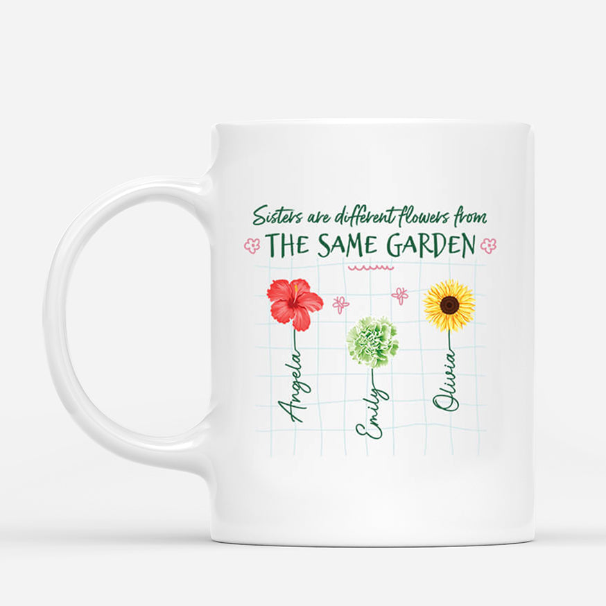 2501MUK1 personalised sisters are different flowers in the same garden mug_29105ff8 29b1 4430 b1d0 384e7a64141e