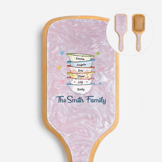2564AUK1 personalised uv printed acetate hairbrush with family names 2564aq8l7i