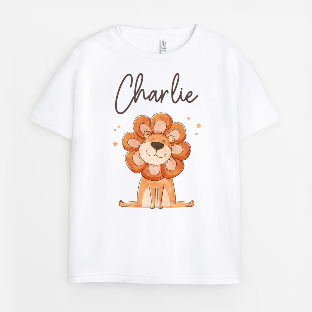 Personalised Cute Lion T shirt for Kids