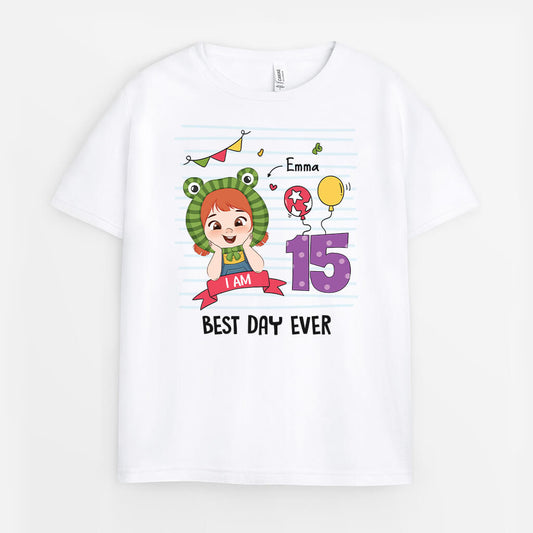 2597AUK1 best day ever personalised birthday t shirt for kids
