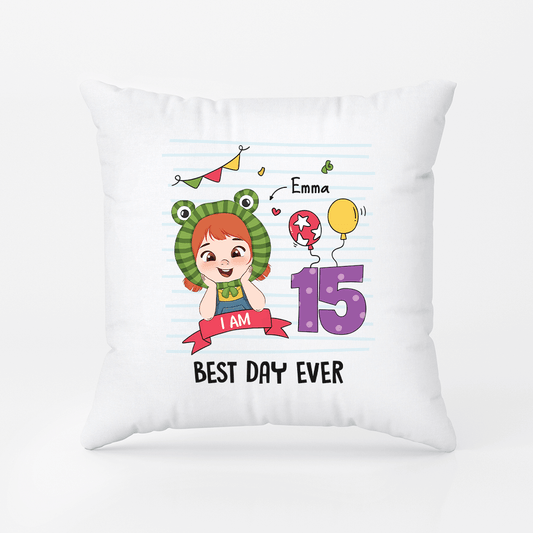 2597PUK1 best day ever personalised birthday pillow for kids