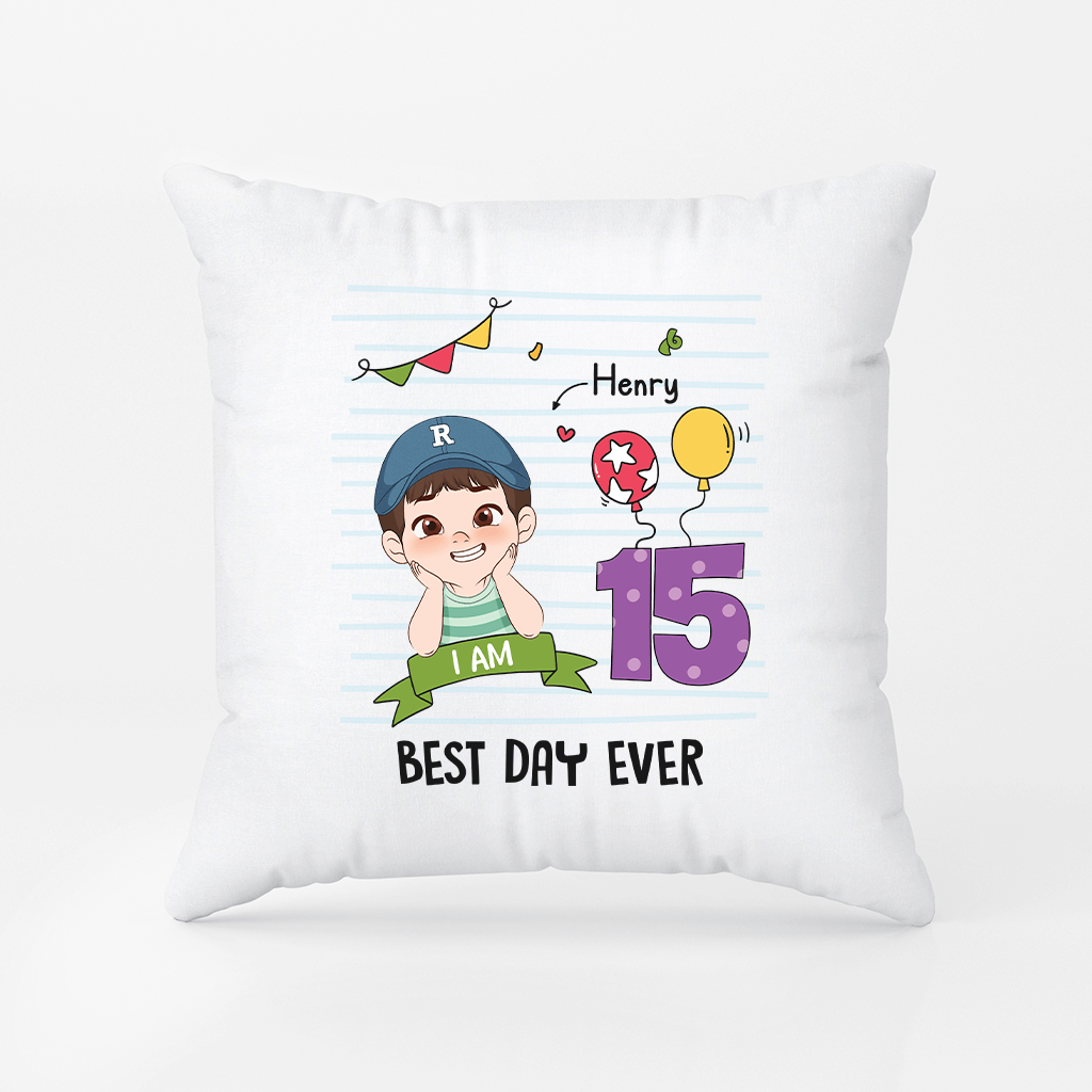 2597PUK2 best day ever personalised birthday pillow for kids