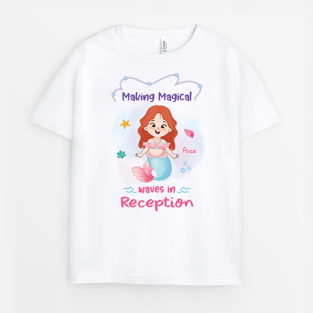 2598AUK1 making magical waves in reception personalised t shirt for kids