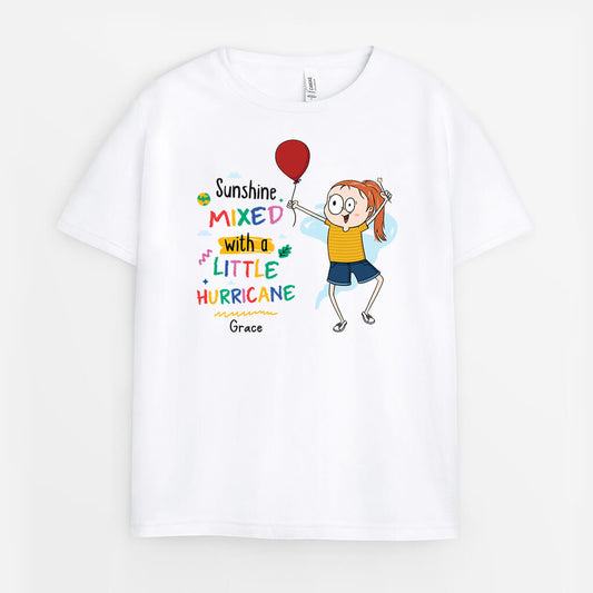 2600AUK1 sunshine mixed with a little hurricane personalised t shirt for kids