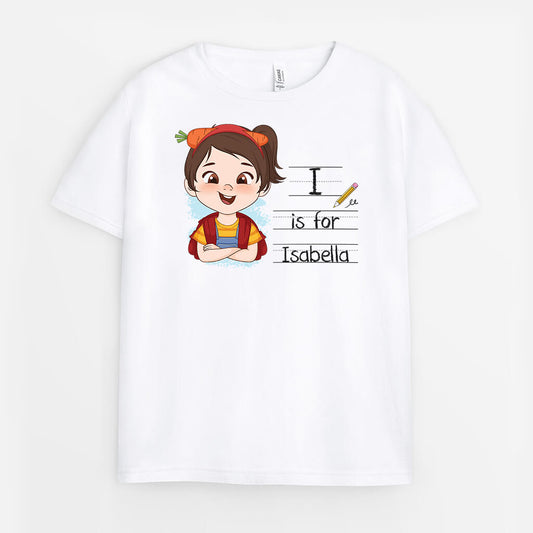 2603UK1 spelling alphabet personalised t shirt for kids