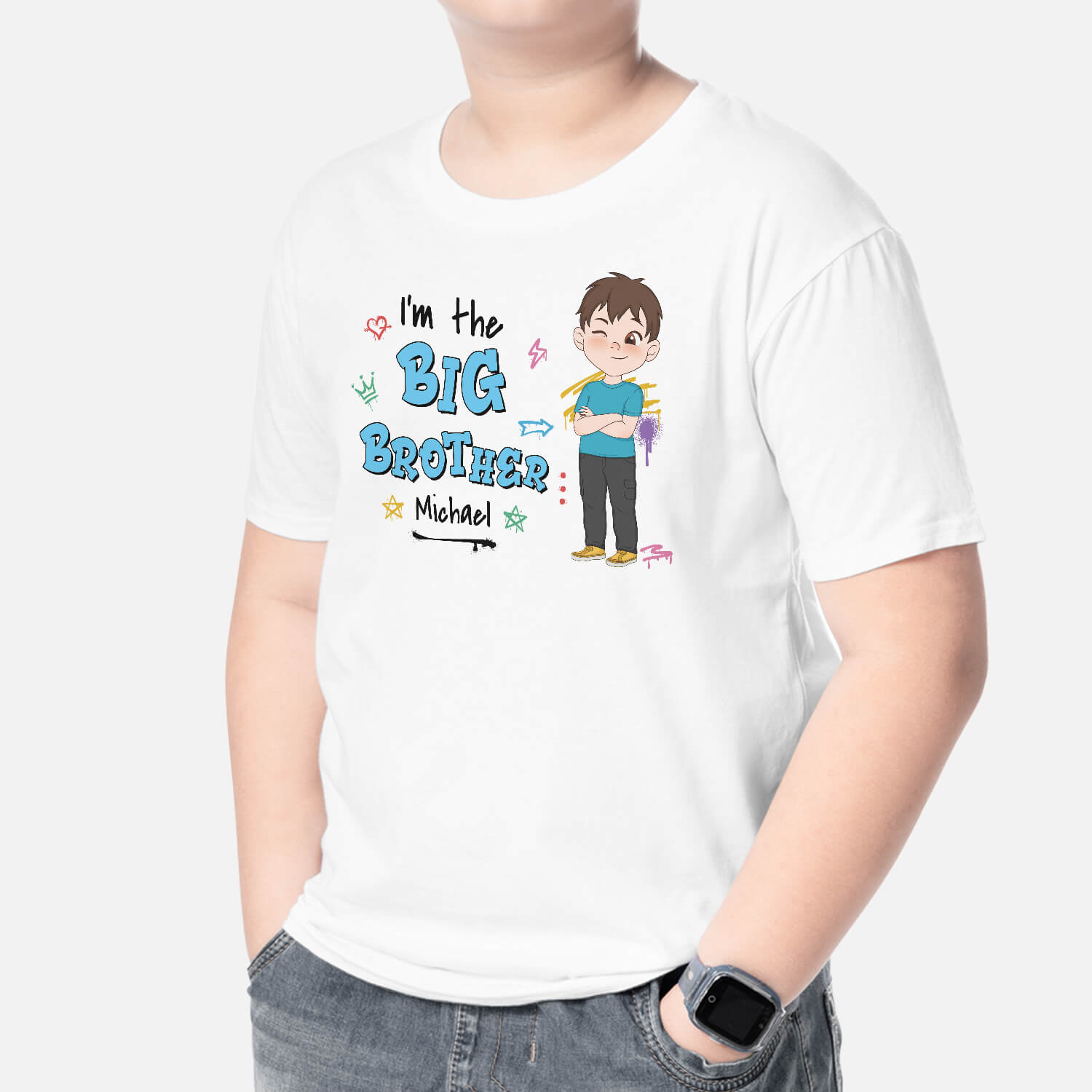 2606AUK3 a big little Brother personalised t shirt for kids