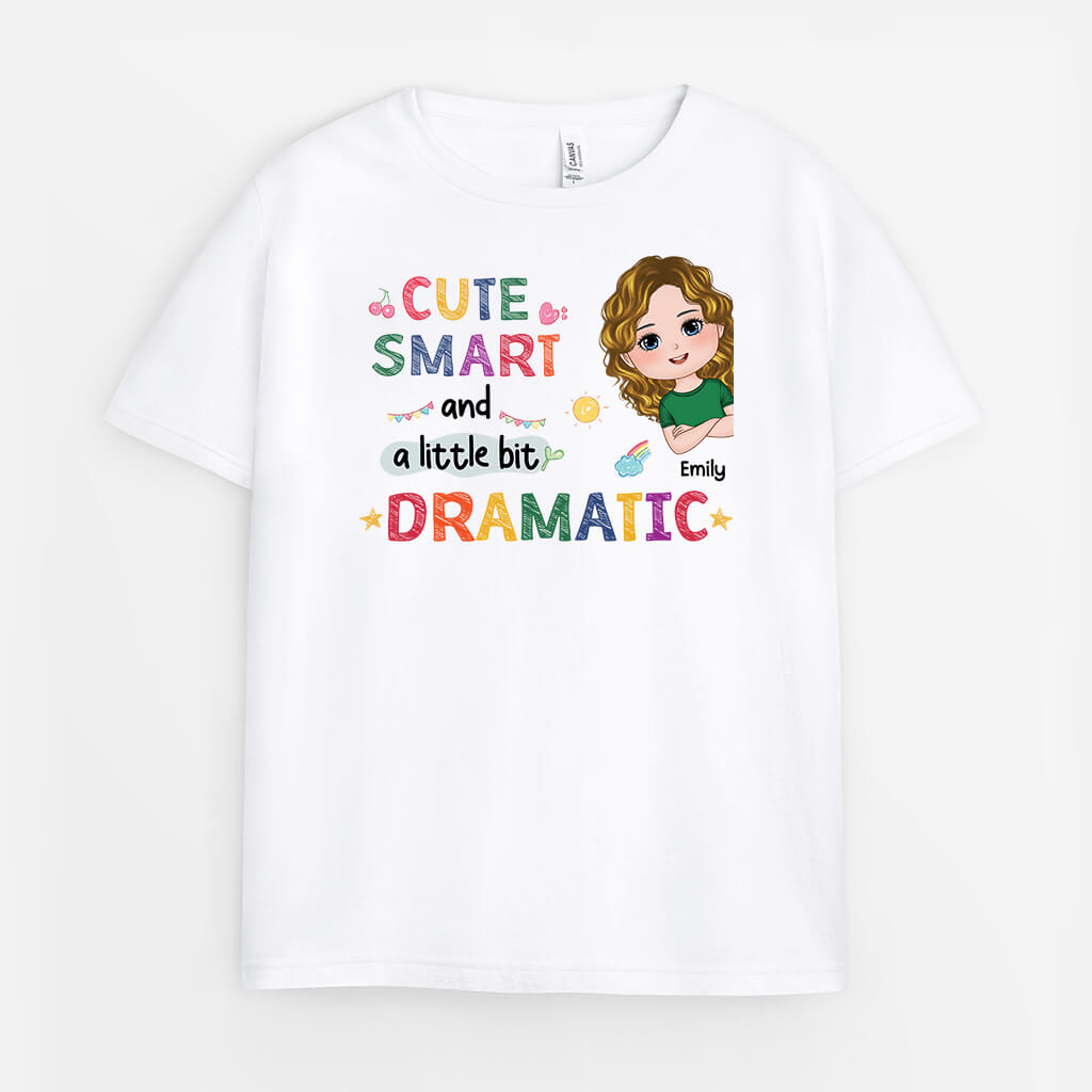 2607AUK1 a cute smart dramatic kid personalised t shirt for kids