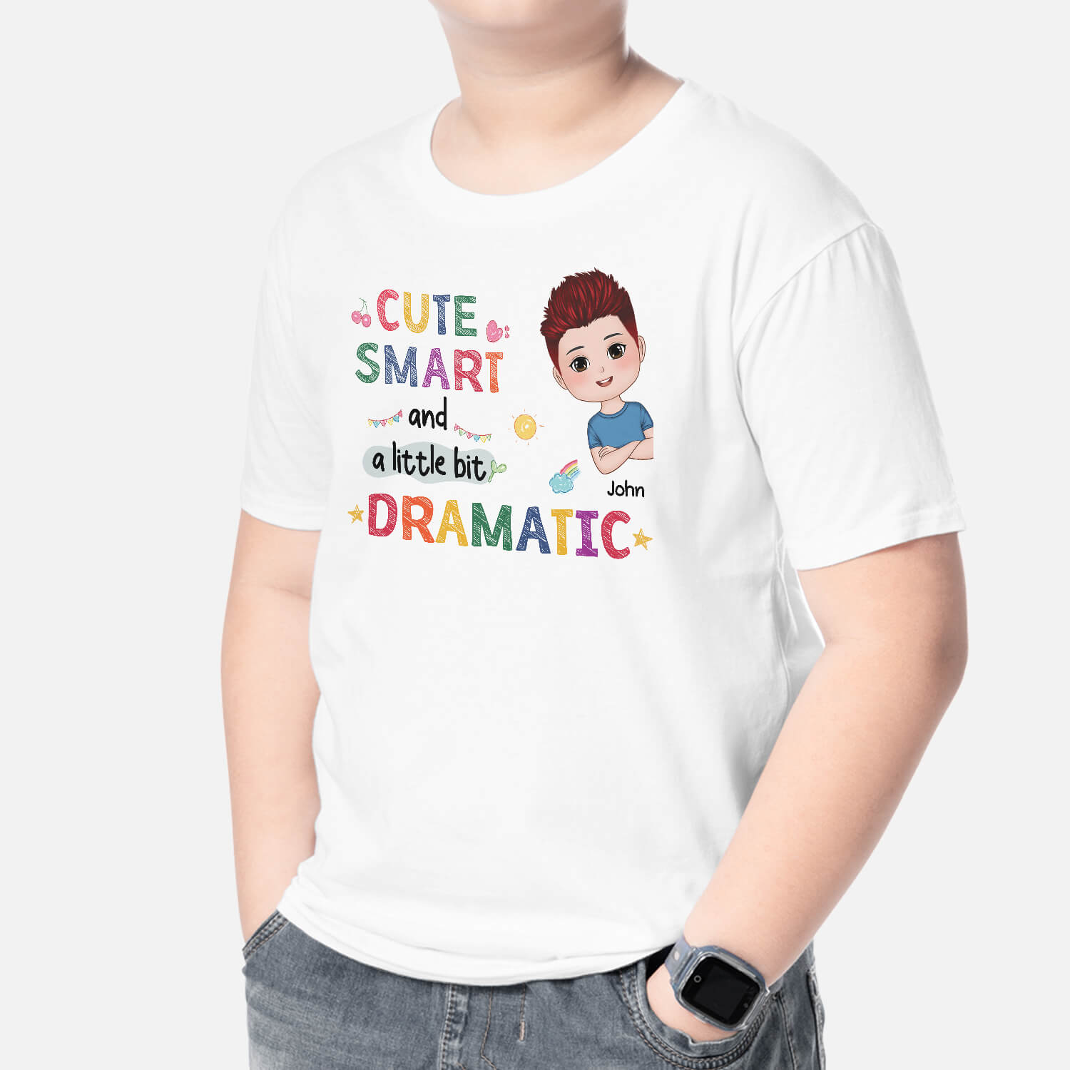 2607AUK2 a cute smart dramatic kid personalised t shirt for kids