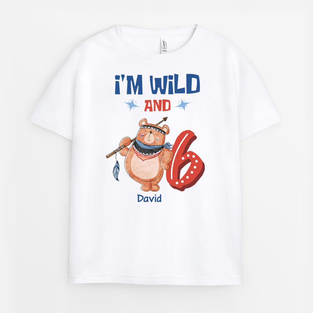 2614AUK1 im wild and 6 personalised t shirt for kids