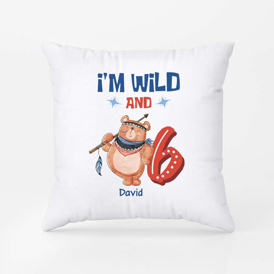2614PUK1 im wild and 6 personalised pillow for kids