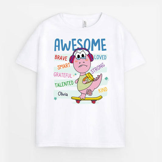 2616AUK1 an awesome kid with name personalised t shirt for kids