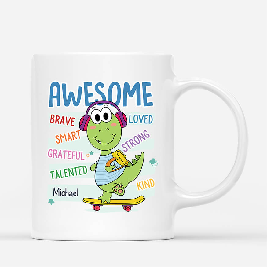2616MUK1 an awesome kid with name personalised mug for kids