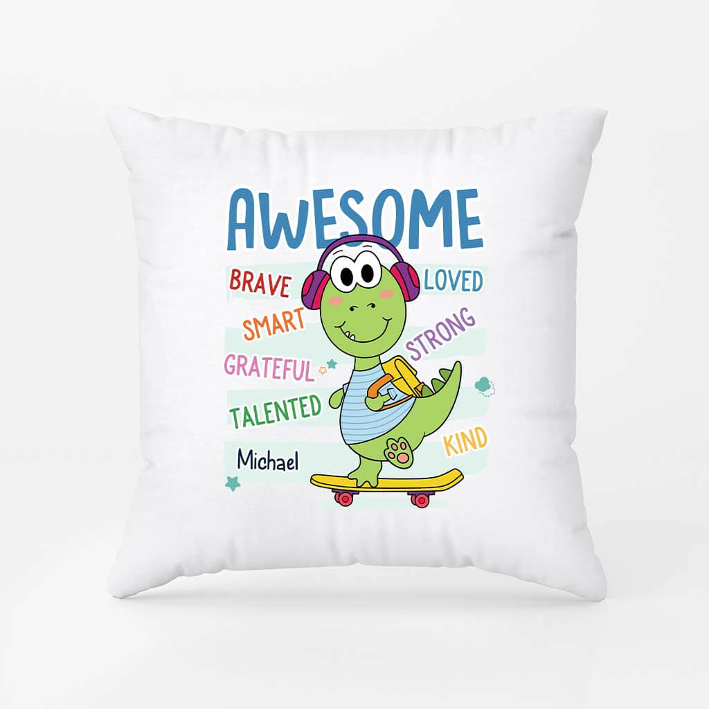 2616PUK1 an awesome kid with name personalised pillow for kids