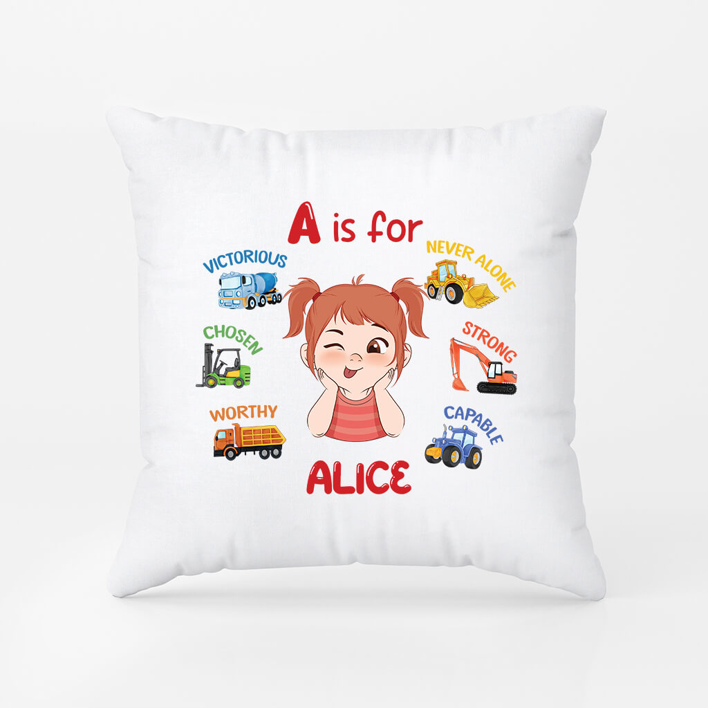 2620PUK2 learning alphabet name personalised pillow for kids