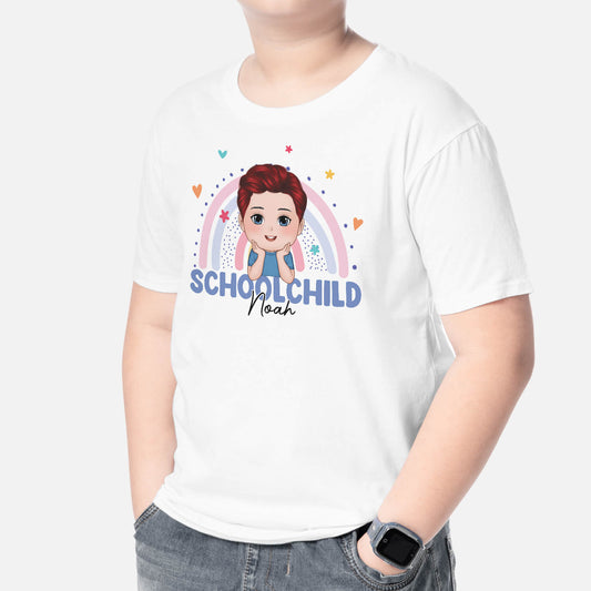 2624AUK2 schoolchild and rainbow personalized childrens t shirts
