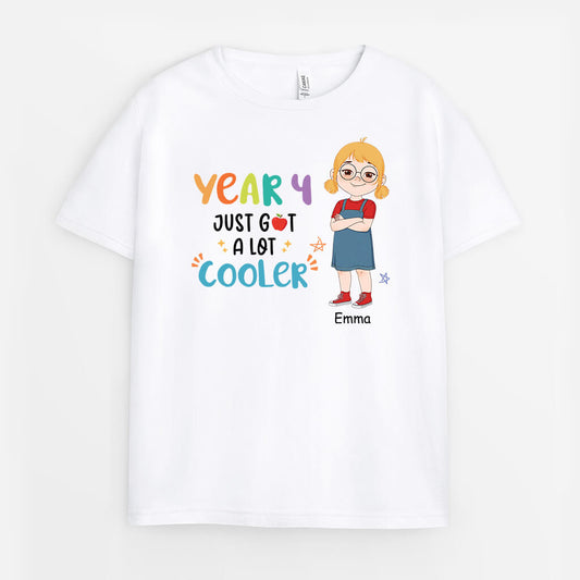 2625AUK1 year 4 just got a lot cooler custom childrens t shirt printing