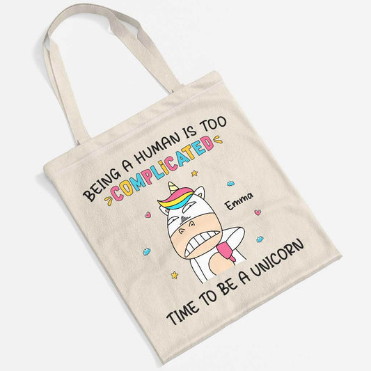 2637BUK2 time to be a unicorn personalised tote bags uk for kids