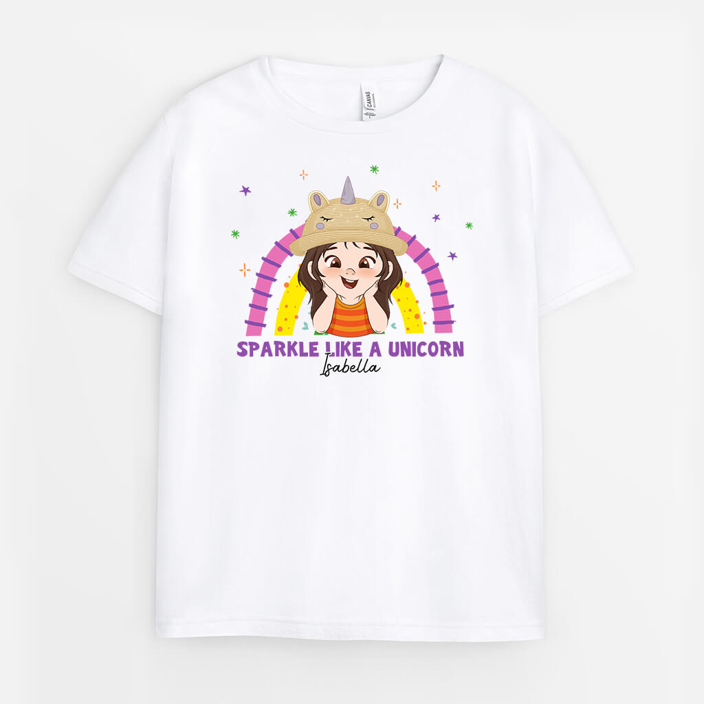 2638AUK1 sparkle like a unicorn childrens personalised t shirts