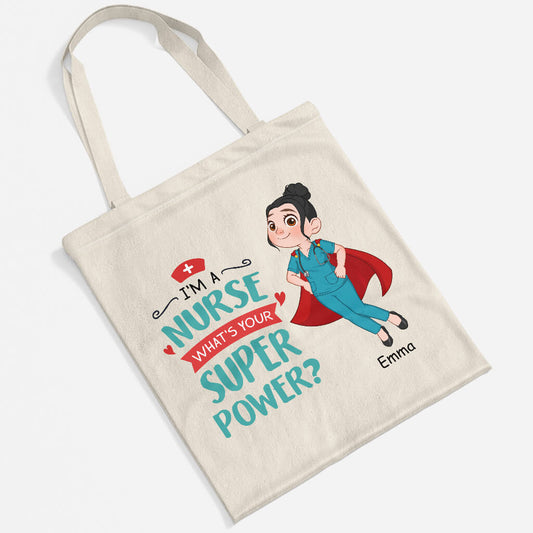 2639BUK2 im a nurse whats your superpower custom canvas tote bag