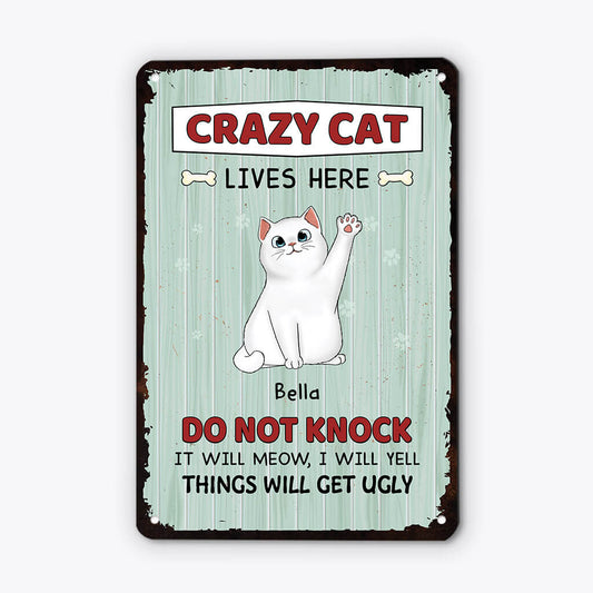 2642EUK2 crazy cats live here do not knock custom metal sign for cat lovers_e8873278 e342 4e39 a567 ce41f3617a82