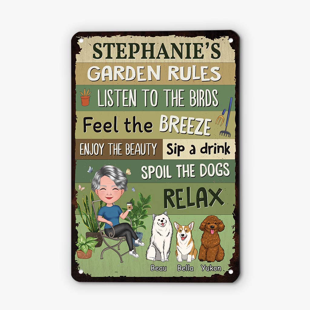 2643EUK2 females garden rules custom metal sign printing for dog lovers_fd34a61e c957 4ee7 aeec fbc8319e3b6f